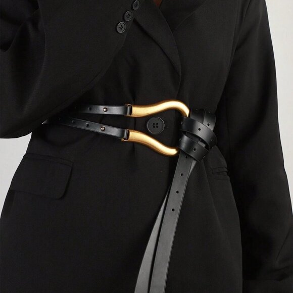 Black Elegant Women's Studded Decor Belt Halloween - Picture 2 of 4